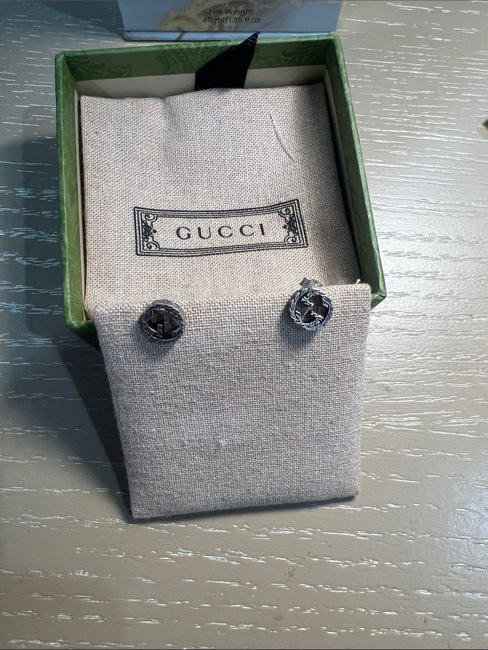 Gucci Silver Interlocking G Logo Stud Earrings